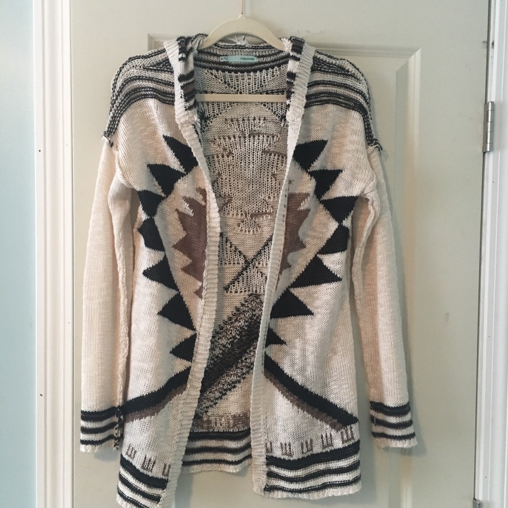 Hooded Aztec cardigan